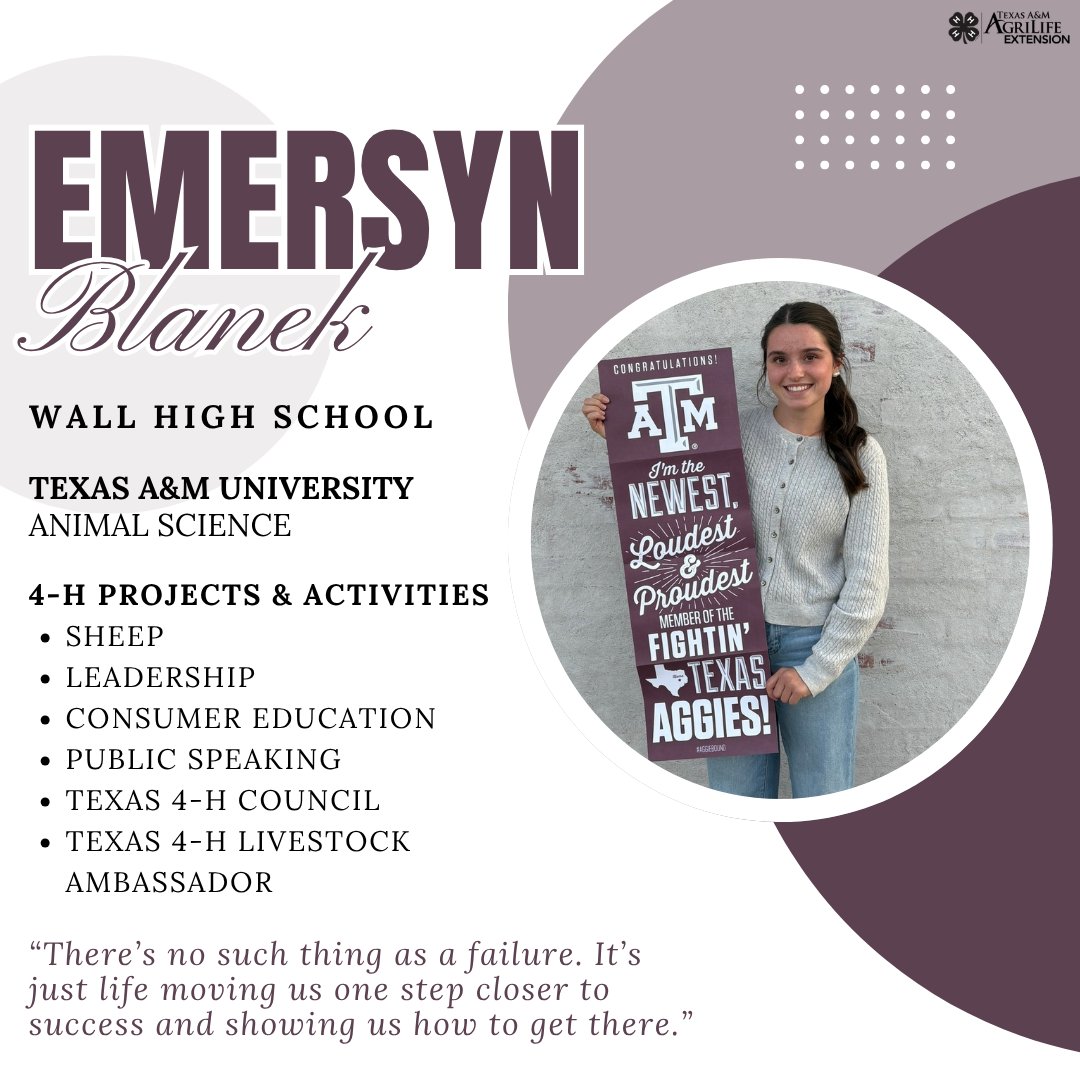 tgc4H's tweet photo. 🍀 TGC Senior Spotlight | Emersyn Blanek 🍀

10 years, countless memories, and a whole lot of heart 💚 For Emersyn, 4-H has always been more than just a club—it’s been a second family. A place filled with people who push her, support her, and believe in her every step of the way https://t.co/cJdQeBtvIT