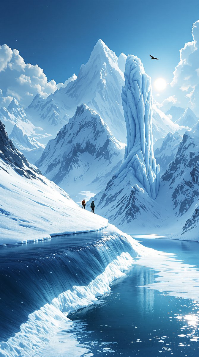 wallpaper_fm's tweet image. In icy veils, they found a world where echoes of solitude painted the vast, gleaming heights.

#Wallpapers #Wallpapers4k #AdventureAwaits #FrozenWonders #IcyJourneys #SnowCappedPeaks #MajesticScenery