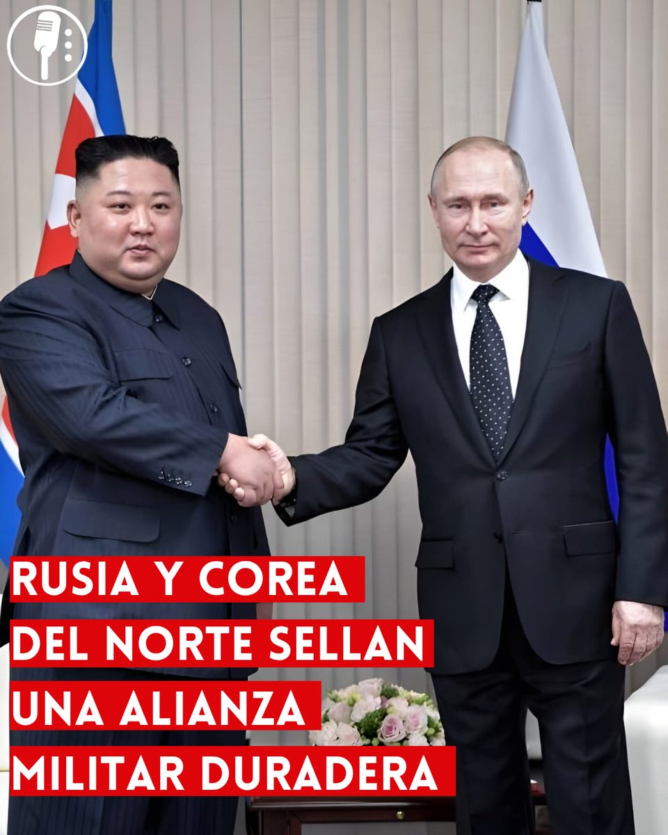 ⭕ OJO | RUSIA Y COREA DEL NORTE SELLAN UNA ALIANZA MILITAR DURADERA 

Rusia y Corea del Norte fortalecen su alianza militar. Durante una reunión cordial, acordaron un plan de cooperación para 2027-2030 que promete un futuro de defensa conjunto y apoyo mutuo.