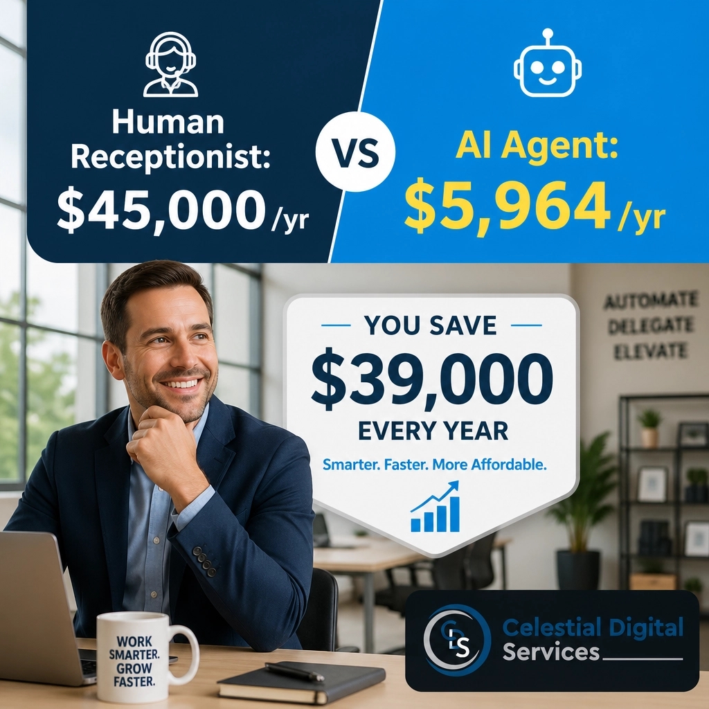 CelestialCDS's tweet image. $45,000 for a human vs. $5,964 for AI. That’s a $39,000 efficiency gap. ❌ No sick days or breaks. ✅ 24/7 lead conversion. Deploy in 48 hours and stop the grind. 🚀

Get Your AI Agent: …e-social.celestialdigitalservices.com
#AI #BusinessGrowth #Automation #Efficiency