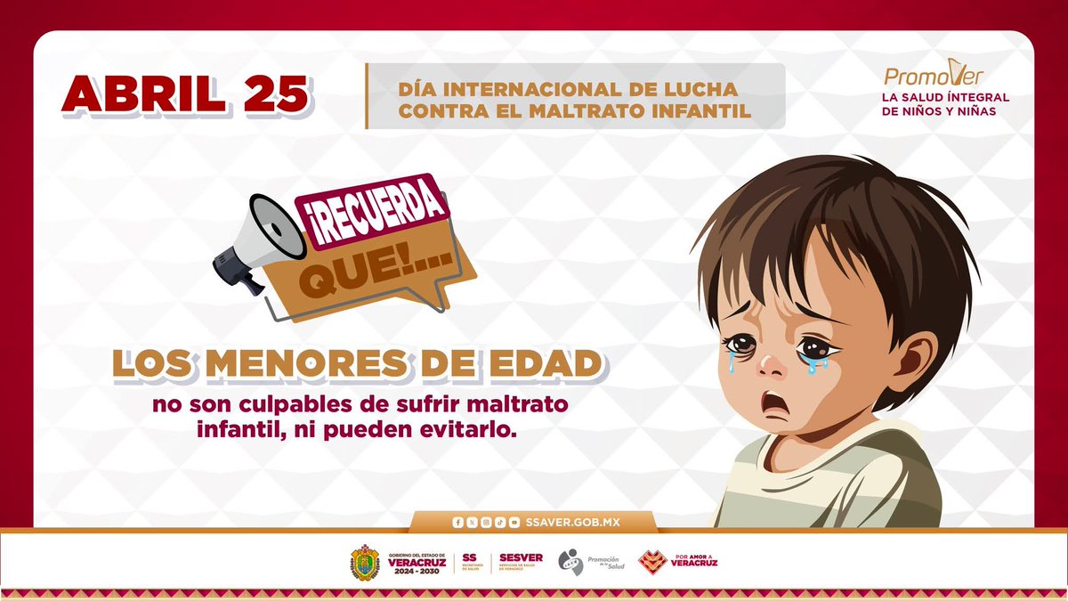 maca08674541's tweet image. 🧐 ¿Sabías que?...

⚠ En muchos casos, el maltrato infantil, es cometido por una persona conocida y de confianza del niño o niña; a menudo es uno de los padres u otro familiar. 

 📣“PromoVer la salud integral de niños y niñas” 

#PorAmorAVeracruz #Promover #MaltratoInfantil