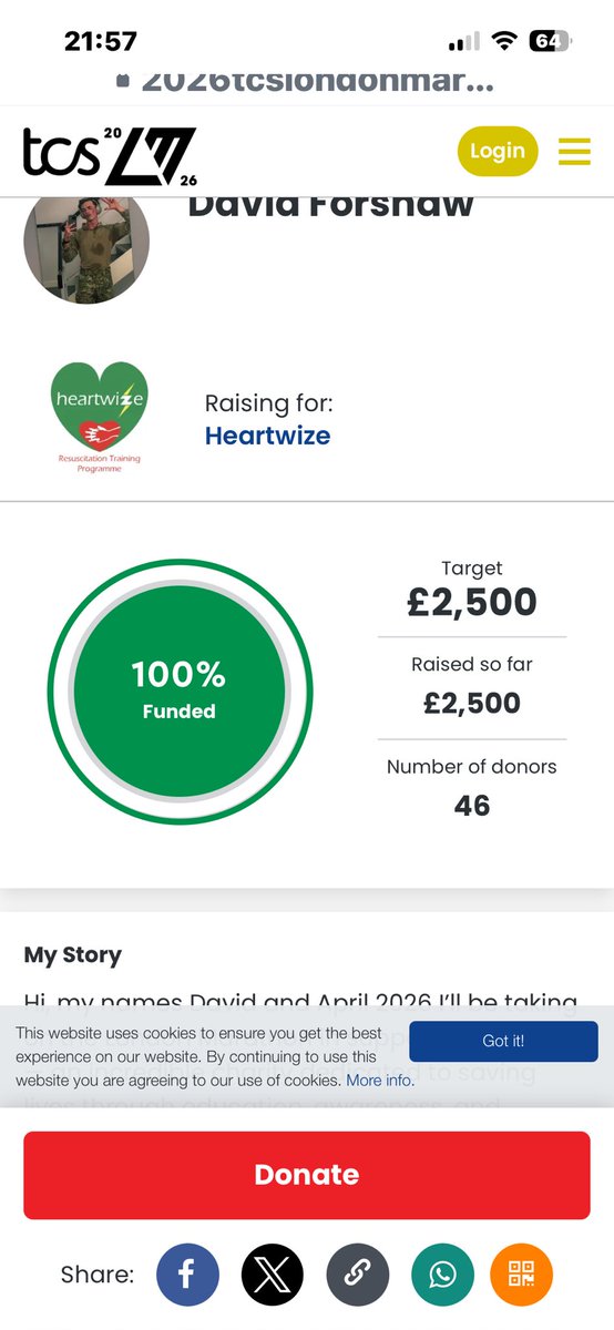 Heartwize's tweet photo. Congratulations to David who completed the London Marathon and raised £2,500 for Heartwize. Have a well earned rest now. https://t.co/W7eOkbfEHk