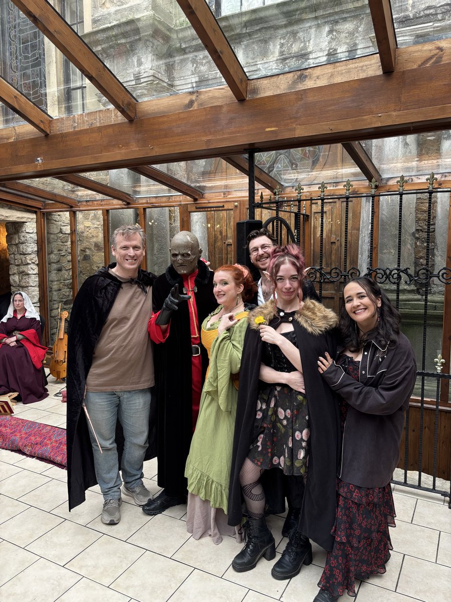 Mark_Meer's tweet image. 🏰 At the opening night banquet for Round 3 of @dndinacastle 2026 at @BWwalworth, with fellow Dungeon Masters @kellylynnedang  @ItsBethTheBard @GeekyPinup Edward Spence &amp;amp; Cam Rout!

💀 Lich Mask by @CFXunmasked 

#DnDInACastle #DnD #DungeonsAndDragons