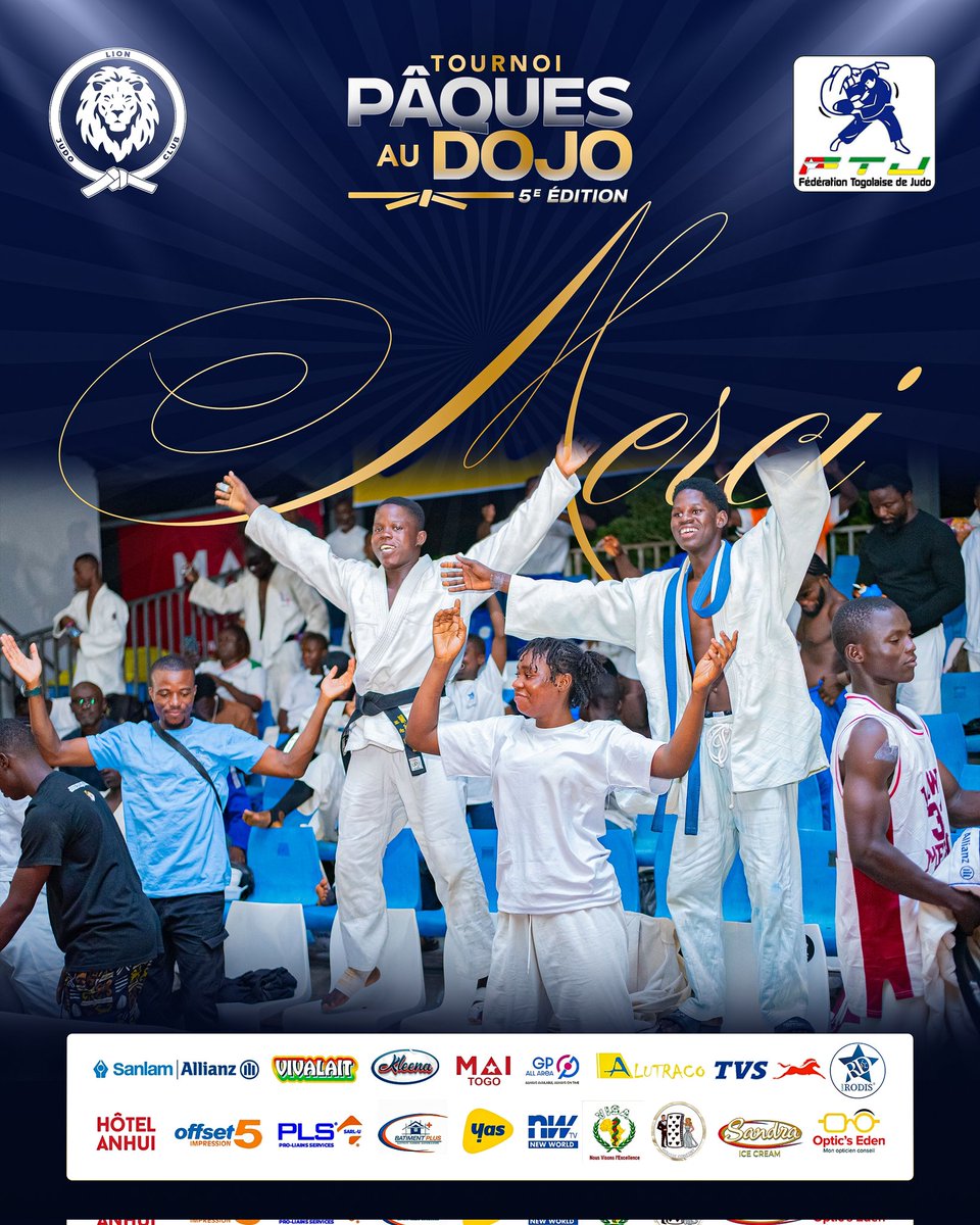 LIONJUDOCLUB's tweet photo. À nos sponsors et partenaires.
Vous n'étiez pas juste des financeurs. Vous étiez avec nous. Dans notre vision. Dans notre passion. Ça, ça ne s'oublie pas. 🙏🏾❤️.Merci. Mille fois merci.
Rendez-vous en 2027 encore plus grand, encore plus fort. Et toujours ensemble.#Judo #Lomé #Togo https://t.co/FAFCSn73Cm