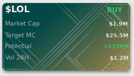 UGeradr19520's tweet image. 🎯 $LOL target is $25.5M according to @iScanLive, signal buy  

 #Solana #Memecoin #Crypto #Degen #PumpFun #AlphaCalls #SolanaMemeCoin