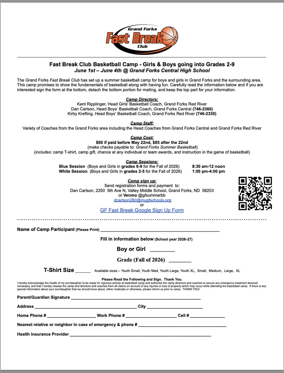 GFCBoysBB's tweet photo. GF Fast Break Camp at GF Central High School. Grades 2-9 from June 1st - 4th https://t.co/rYBdADozJo