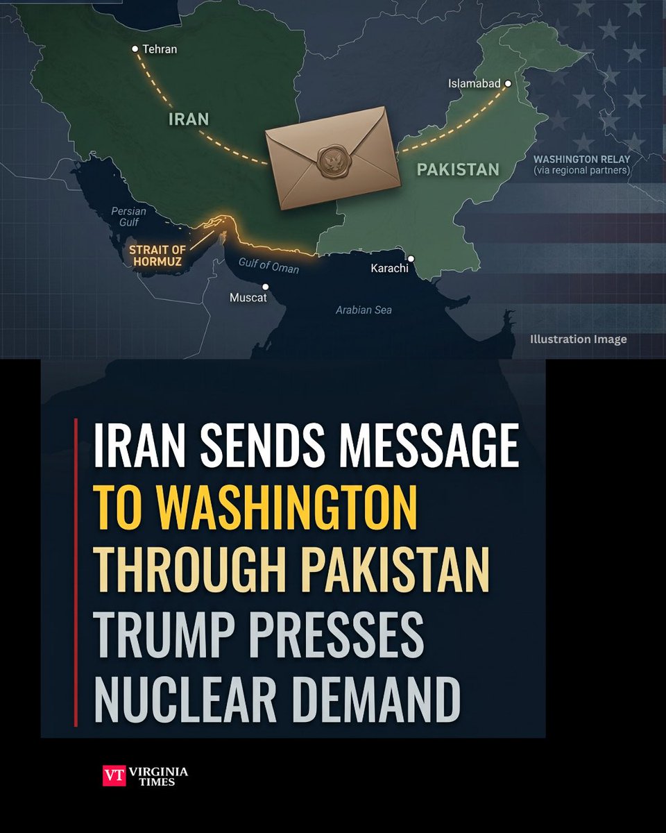 newsbreaknow's tweet image. Iran reportedly sent written messages to the U.S. through Pakistan, outlining Tehran’s red lines on nuclear issues and the Strait of Hormuz, as Trump pressed his nuclear demand.

#virginiatimesnow #NewsUpdate #TrendingNow #Followers #Iran #Trump
👉 virginiatimesnow.com/iran-messages-…