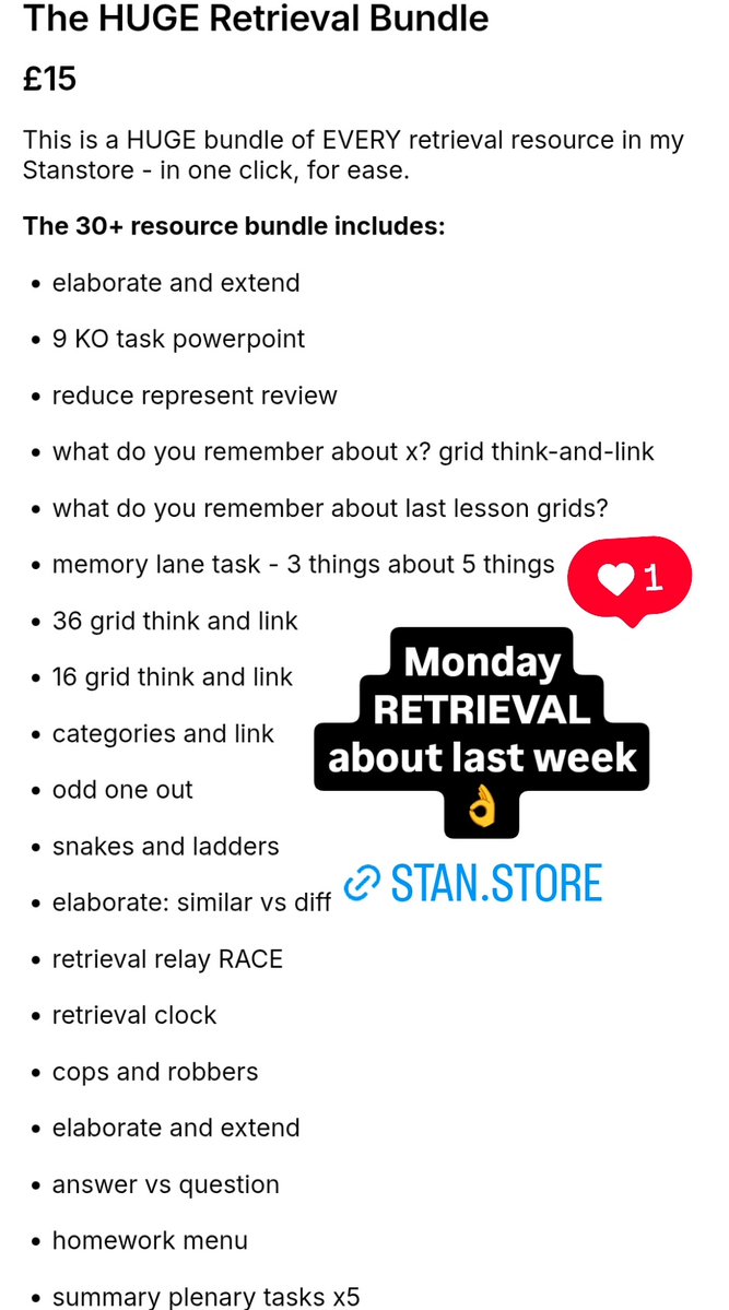 SecondaryEng's tweet image. Monday retrieval, let's gooo! stan.store/secondaryengli… #teachers #teaching