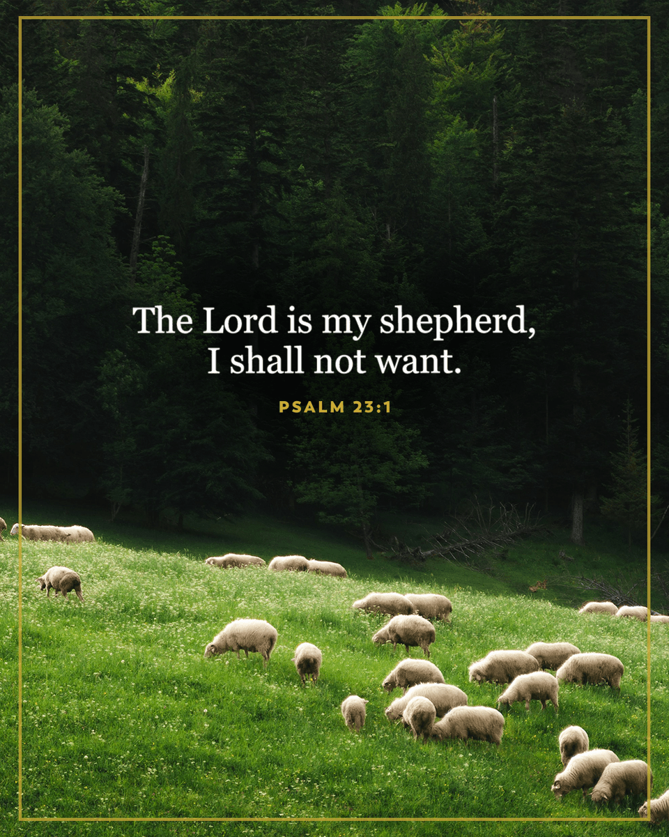 AscensionPress's tweet photo. "The Lord is my shepherd, I shall not want. He makes me lie down in green pastures. He leads me beside still waters. He restores my soul." —Psalm 23:1-3 https://t.co/osAJPt5PUa