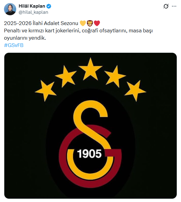 Ne mutlu ki bizlere Hilal Kaplan ile aynı saflarda değiliz.
Ne mutlu ki bizlere Hilal Kaplan ile aynı renkleri savunmuyoruz.
Ne mutlu ki bizlere Hilal Kaplan bizim değil GALATASARAYIN YANINDA.
Ne mutlu ki bizlere ATATÜRK'ÜN FENERBAHÇE'SİNİN yanındayız.