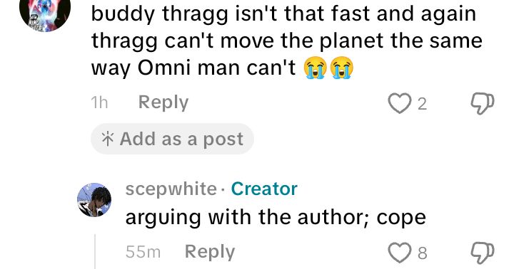 I'mma keep it real with y'all invincible fans y'all can't power scale or actually have augment because why y'all are using the tick crossover with invincible which is non canon to say all viltrumites can destroy a planet by themselves lmao 🤣🤣