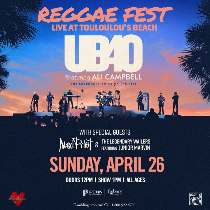 sid_mills's tweet photo. Greetings from Louisiana! Reggae Fest Live at Touloulou's Beach at the L'Auberge Casino...
#maxipriest #UB40 #thewailers #reggaefest #sidmills #spimusicinc https://t.co/O9GPdhq6Rx