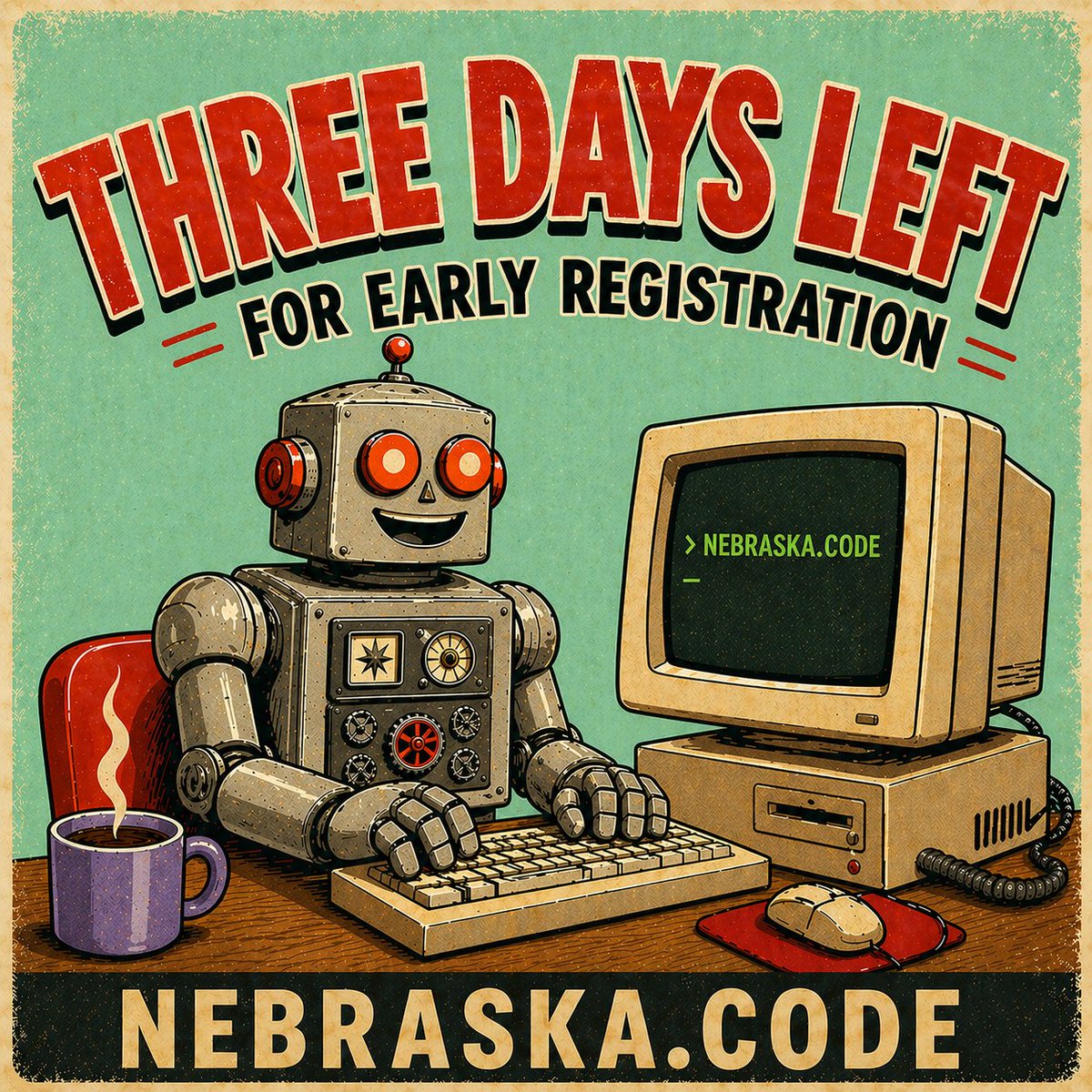 amegala's tweet image. THREE DAYS LEFT for EARLY REGISTRATION!

With 8 Workshops, 2 Keynotes, 16 Spotlight Sessions &amp;amp; 65+ Breakout Sessions, Nebraska.Code() is Nebraska's largest Development Conference.

Don't miss out! nebraskacode.amegala.com

#TechConference #TechWorkshop #TechTalk #Early