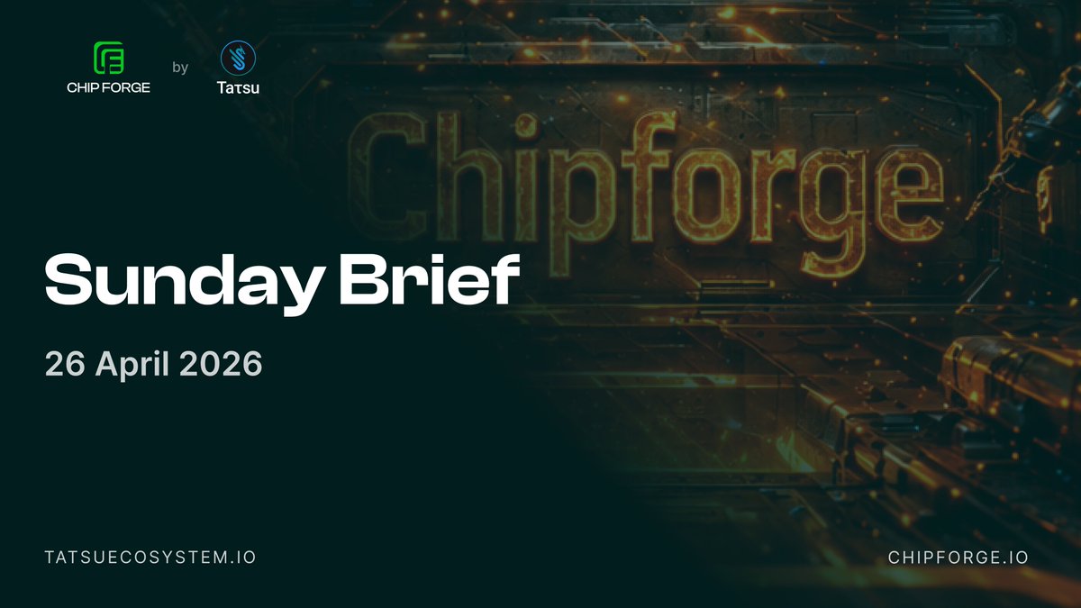 TatsuEcosystem's tweet photo. Sunday Brief – April 27, 2026
Challenge 0014 is now live, completing full RV32F floating-point support for the ChipForge MCU, with significant infrastructure improvements deployed across the platform.

Brief Summary
Building on Challenge 0013's floating-point foundation, we've launched Challenge 0014 to implement the remaining RV32F instructions—including division, square root, fused multiply-add, comparisons, load/store, and full CSR support. This completes the single-precision floating-point extension for our IoT MCU. In parallel, the challenge server received major upgrades to improve transparency, performance tracking, and submission lifecycle management. All services underwent extensive testing to ensure stability and reliability.

Chip Design Team
- Challenge 0014 launched, targeting full RV32F extension completion for ChipForge MCU
- Miners now implementing: FDIV, FSQRT, fused MAC (FMADD/FMSUB/FNMADD/FNMSUB), comparisons (FEQ/FLT/FLE), FCLASS, FLW/FSW + compressed variants, and full fflags/frm/fcsr CSR support
- Designs must remain bit-exact with Spike and fully IEEE 754 compliant
- Extensive testing conducted to ensure challenge stability and correctness
- Additional robustness measures introduced to maintain evaluation integrity

Challenge Server
- Added EXHAUSTED status tracking to better manage submission lifecycle through rebatch cycles
- Introduced `downloaded_at` column and migration tracking for improved submission state visibility
- Leaderboard enhancements: now exposes per-validator status, evaluation timing, and submission progress counters
- Split validator performance metrics into passed-design and failed-design average times with separate counts for clearer insights
- Replaced bulky `evaluation_details` in leaderboard responses with compact preview + dedicated full-logs endpoint for better performance
- Miner info endpoint now exposes batch window sizes, allowing validators to self-configure internal timeouts dynamically
- These changes are on testnet.

Validator, EDA Server & Website
- All services tested extensively and operating smoothly
- No updates required; systems stable and ready for Challenge 0014 traffic