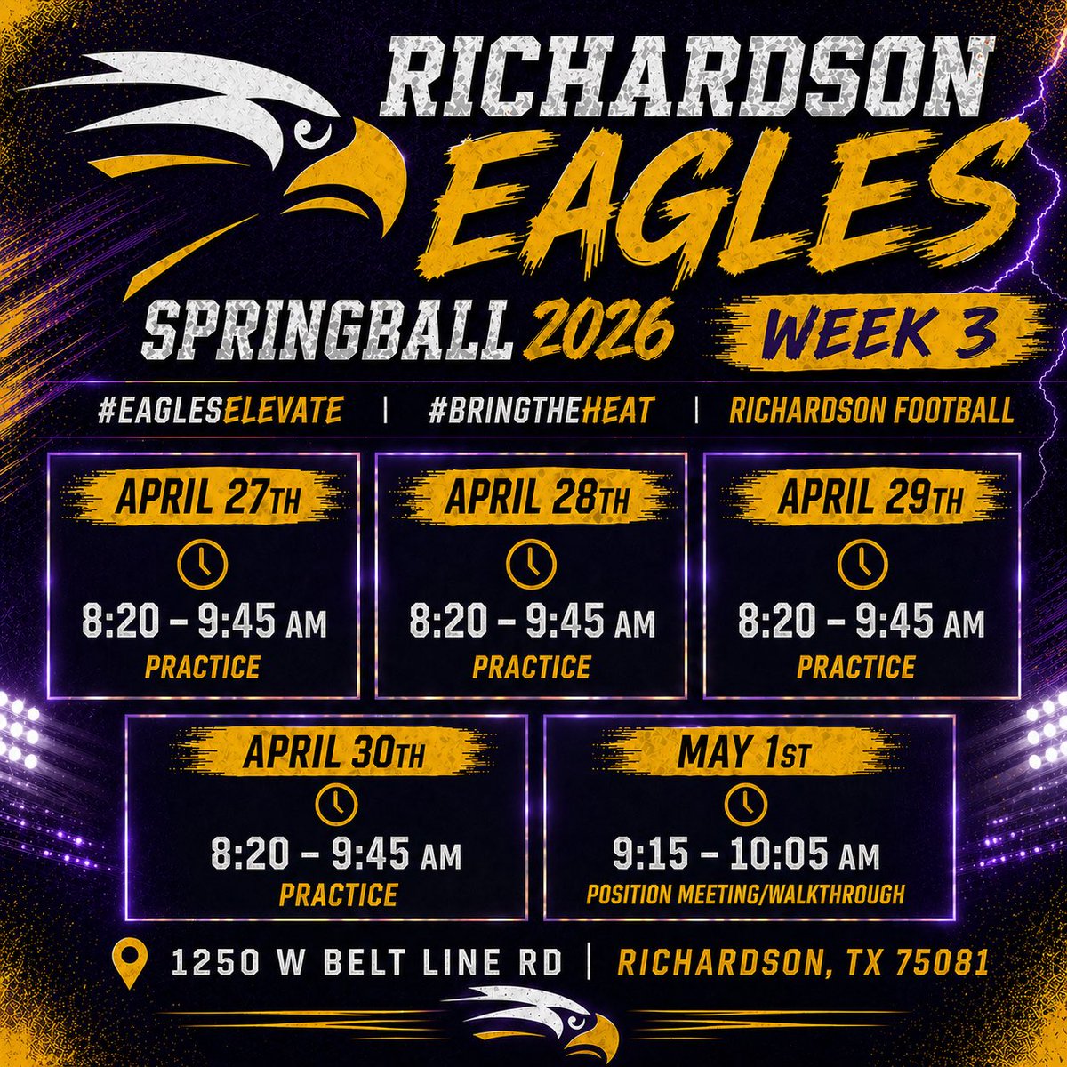 Week 3 At Glance

🦅 Stacking days and getting better every single day.

#EaglesElevate #BringTheHeat