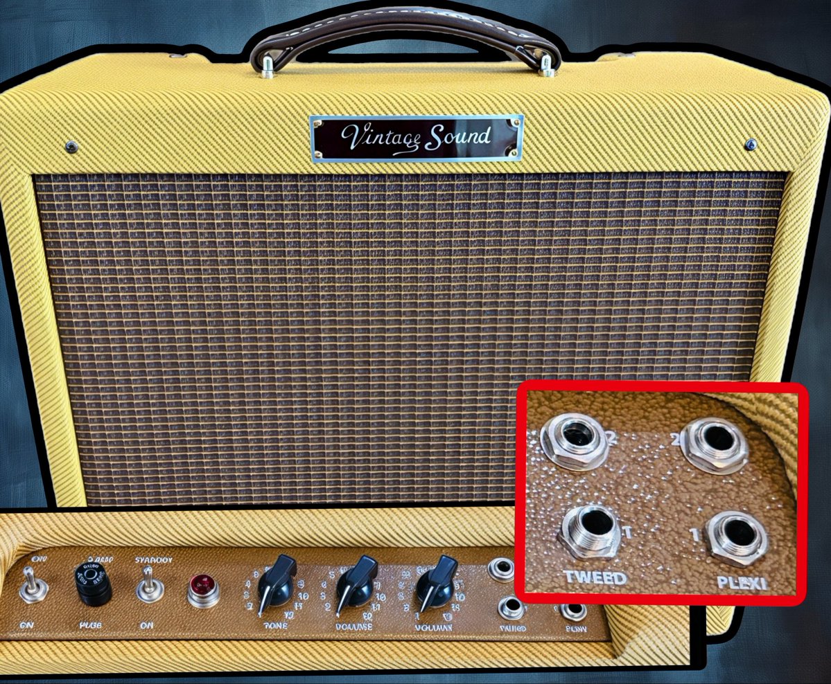 VintageSoundAmp's tweet image. Tweed 30–VSA Tweed/ Plexi in  a 30 watt version. Customer asked for a little more horsepower under the hood than the standard 15 watt we offer. Go old school and use an external jumper to blend the two channels! #tweed #vintage #sound #boutiqueamps