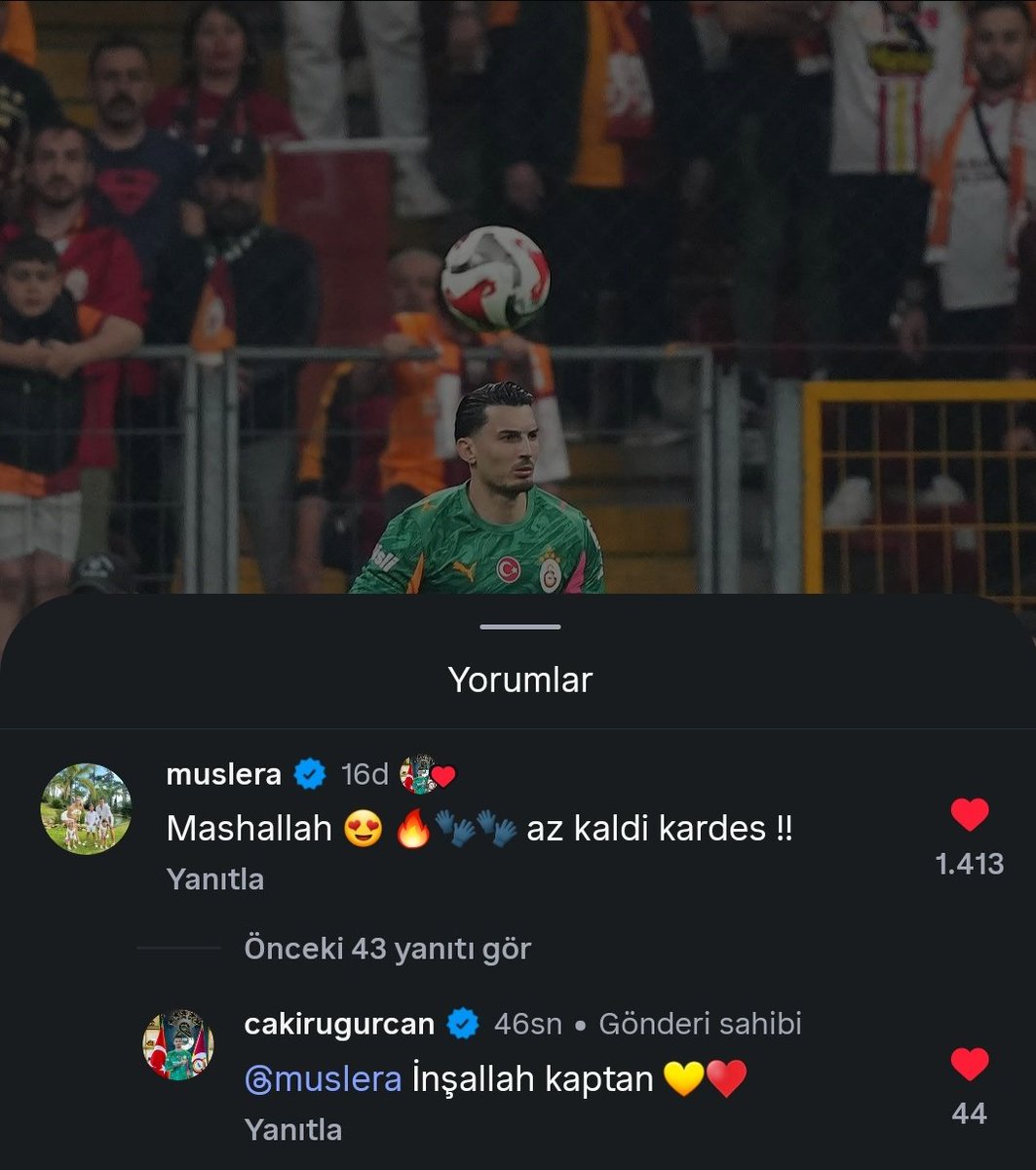 forzacimbom's tweet photo. Fernando Muslera: "Maşallah. Az kaldı kardeş!"

Uğurcan Çakır: "İnşallah kaptan 💛❤️" https://t.co/2odGL2KZCU