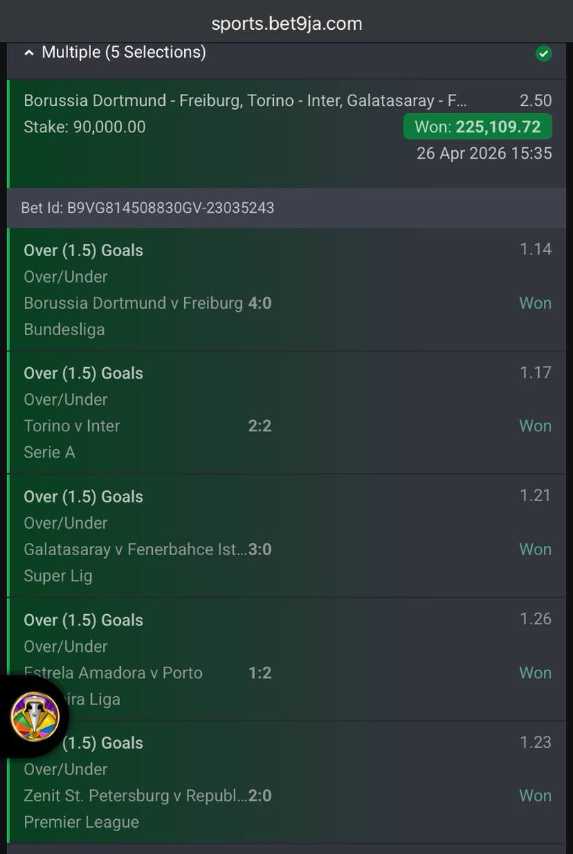 MULABETTING's tweet photo. 3 ODDS BOOM CONGRATS 💥💥💥💥💥💥💥💥💥💥💥💥✅✅✅✅✅✅✅✅✅✅✅ON @Bet9jaOfficial  🚀

MULAAAAAAAAA🤸🏿‍♂️🤸🏿‍♂️🤸🏿‍♂️🤸🏿‍♂️💥💥💥✅✅✅✅✅✅✅✅✅✅✅✅✅✅✅✅✅✅✅✅✅
Get more tips and updates on our Telegram Channel: https://t.co/lCcJLFhJxz

Remember to always Bet Responsibly 🔞

#Bet9jaCode