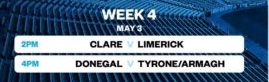 CahairOKane1's tweet photo. Great stuff here from Conor Laverty. He had this RTÉ graphic as his screensaver for three weeks. Donegal v Tyrone/Armagh semi-final listed for TV coverage back in April. https://t.co/OjWT8p0xYs