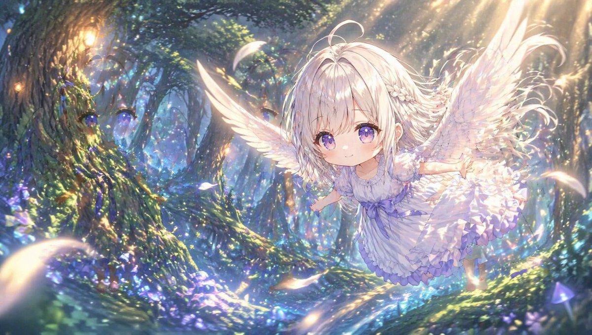 Chibi Angel in Fantasy Forest