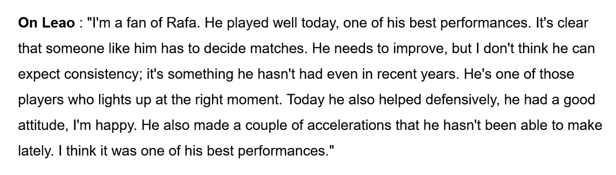 DarkShines____'s tweet photo. @Bd_irB_ll His performance was very noticable, even Alegri praised him in his post-match interview: https://t.co/S1Of7Yjtgi