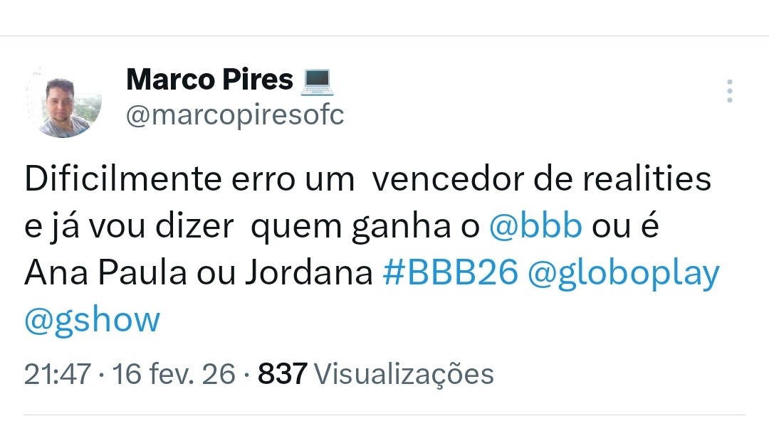 marcopiresofc's tweet photo. Isso que é acertar vencedores com antecipação @domingao @liviaandradezn @LucianoHuck @tvglobo #BBB26 #DançaDosFamosos #domingão https://t.co/NzEFHjuWZT
