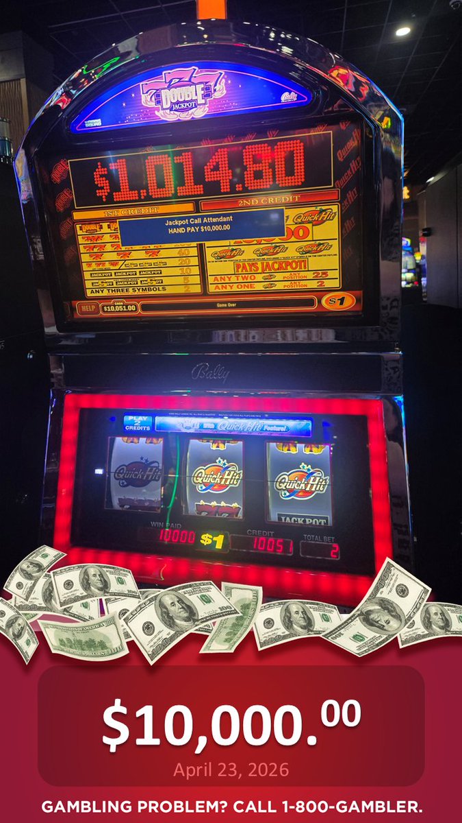 PID_Casino's tweet image. 🎰 Spin, match, WIN! Could today be your jackpot day? 

#JackpotVibes #LuckyDay 
GAMBLING PROBLEM? CALL 1-800-GAMBLER.