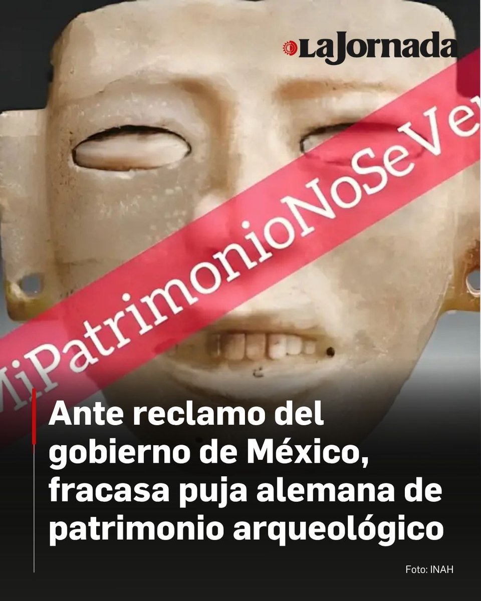 🇲🇽 La casa de subastas alemana Zemanek-Münster sólo vendió ocho de las 39 piezas arqueológicas mexicanas que ofrecía en Múnich, luego de que el gobierno de México denunciara la venta como ilícita por medio de la campaña Mi Patrimonio No Se Vende.

El catálogo de la empresa