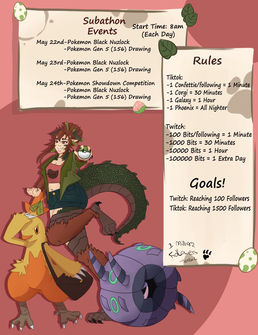 Rabbiteaparty's tweet photo. woooooooo two weeks in out of our 6 week wait time for the subathon here is this weeks post for it next month! i can't believe we got a whirlipede on our team now and torchic evolved!🥚🍳☺️ https://t.co/JcaGPRgATj