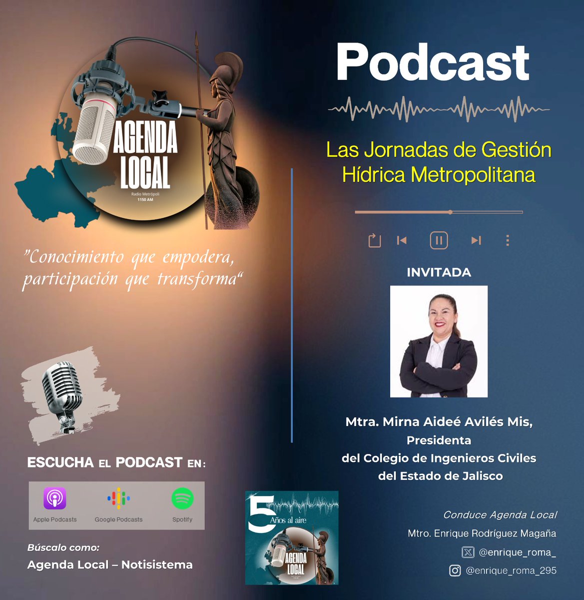 enrique_roma_'s tweet image. #EsTiempoDePodcast🎙   
¿Te perdiste #AgendaLocal en vivo? 
¿No recuerdas lo que se dijo en el programa pasado sobre la crisis del agua que se vive en el #AMG #Jalisco?   
Escucha el podcast desde:
notisistema.net/radio_metropol…