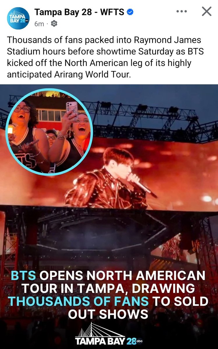 SalangBangtan7's tweet image. Tampa Bay 28 news article that just released. Let's hype #BTS in #Tampa 🔥🔥🔥

Ig
instagram.com/p/DXnGEudjwk3/…

Fb
facebook.com/share/1PLtcRsR…