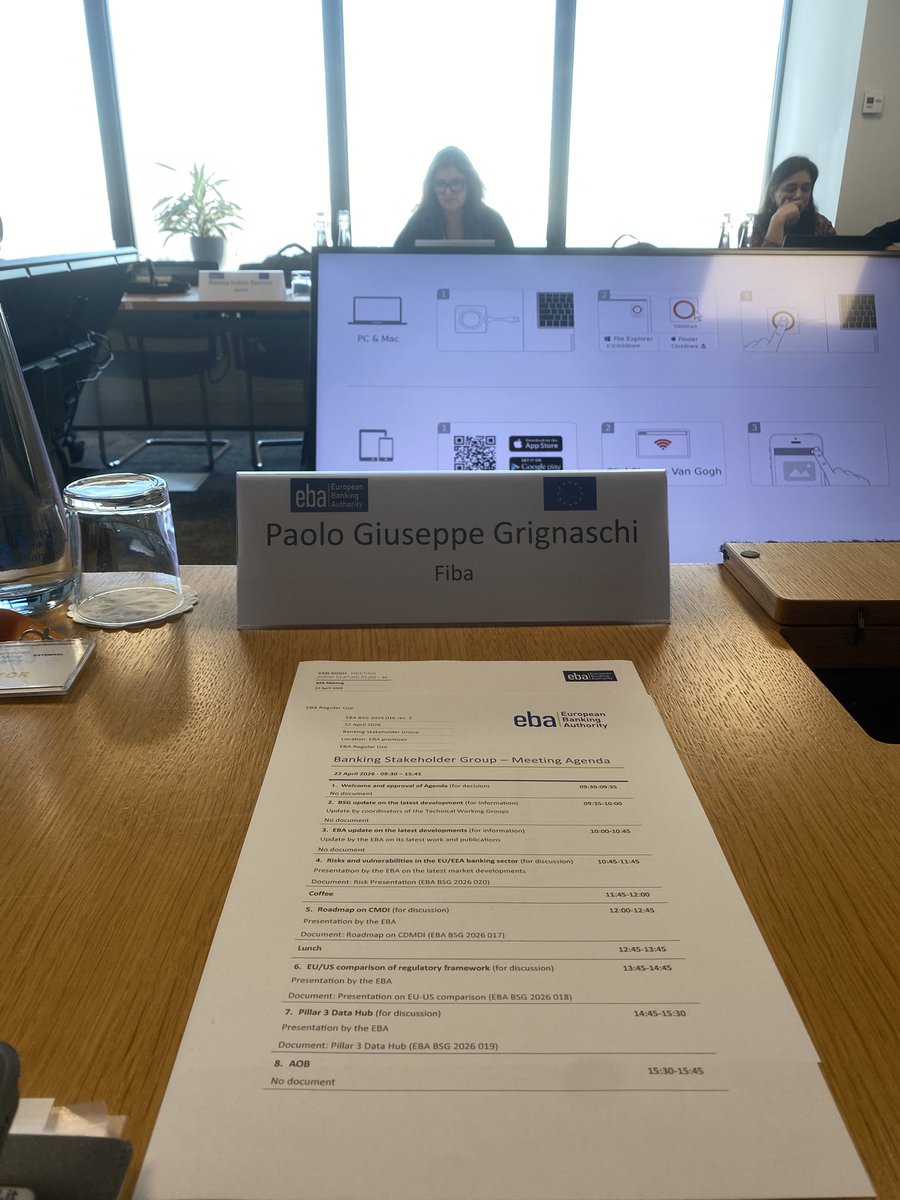 grignaschi's tweet photo. This week 2 days meetings in #Paris of the European Banking Authority (EBA) #BankingStakeholdersGroup (#BSG), including a joint meeting with the #BoardofSupervisors, have been led for the first time by the EBA’s new Chair François-Louis Michaud. It’s always of great value to meet https://t.co/eYAwjU2P30