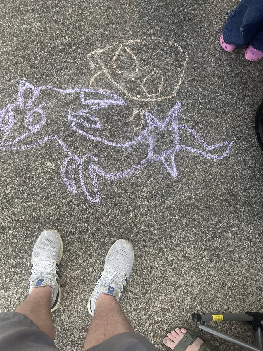 Doing some chalk drawings with the kids today!