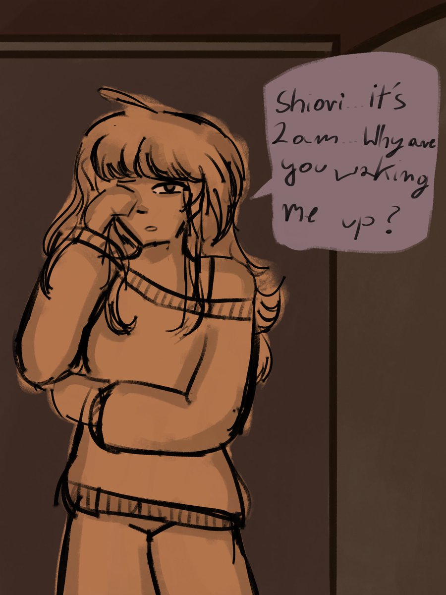 StarEmeraldStar's tweet photo. Shiori it's 2 people are SLEEPING. #DanganronpaSE https://t.co/pS0JQP6PIQ