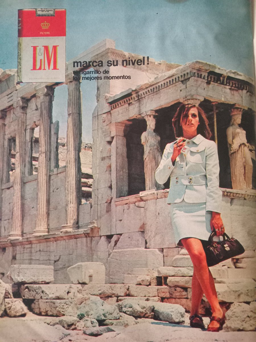 lalo451's tweet image. Marcela López Rey marca nivel posando junto a ua acrópolis fumando cigarrillos LM. Publicidad aparecida en la revista El Gráfico durante los sesenta #cigarrettes #publicité #smoke #nosmoking #GreekFascistRegime #greek #actress #magazine #ruins #yönetimistifa #łatwogang #şampiyon