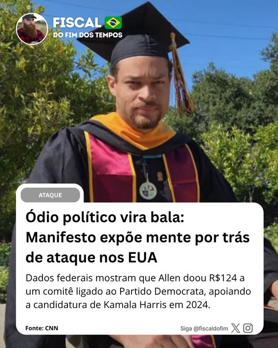 BrazilenDireita's tweet image. Não falha!
É igualzinho em qualquer lugar do mundo! 

Os dados de financiamento indicam que Allen fez uma doação de US$ 25 (cerca de R$ 124) a um comitê ligado ao Partido #Democrata, em apoio à candidatura de Kamala Harris em 2024.