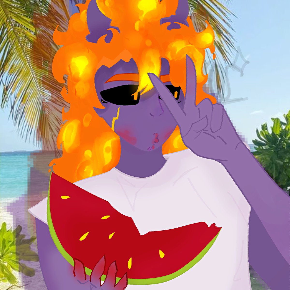 stmry_kou's tweet photo. No m gustó mucho,,, pero pues hoy en la playa pensé en este dibujo y lo realizé;))
Aii pero k rica q está la sandia diosmio🤤🤤
#Magmafanart #playita #Magmaboiart https://t.co/4zGeyhDsux