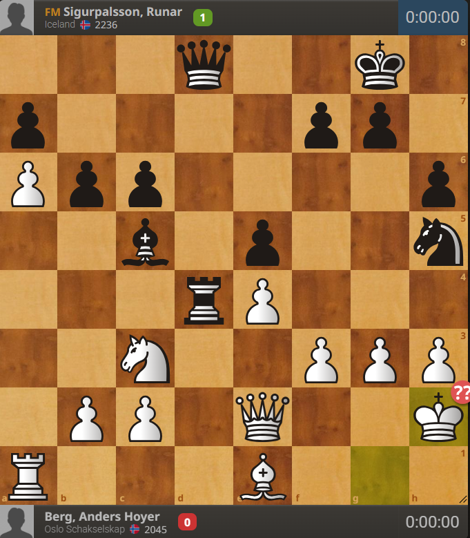 ZibbitVideos's tweet image. Chess would be a lot easier if someone could just tap you on the shoulder when there’s a tactic. I am sure my friend Runar would have spotted it if he was tapped 😅♟️

Black to move. Can you spot it?

#chess #chesstactics #chesspuzzle