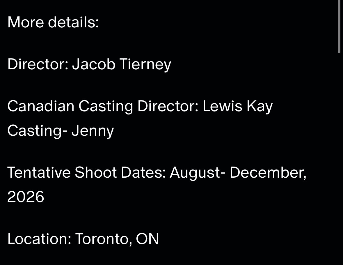 but also i just realized the shooting dates are until december which now makes sense why the premiere date would be spring 2027