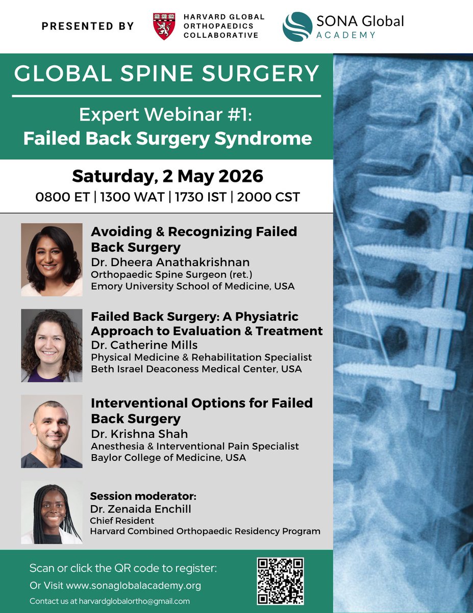 KiranHarding's tweet photo. Please join us next weekend for the launch of our Global Spine Surgery 2026 conference. Zoom link will be sent to all who register for free here: https://t.co/bLY82HBBpp @SONAGlobalOrg @OrthoGlobal https://t.co/BugKzh8mIy