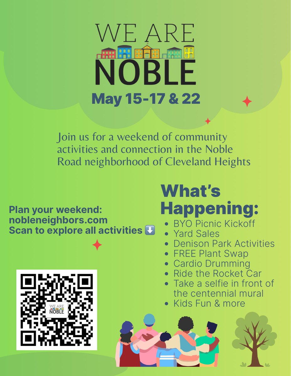NobleNeighbors's tweet photo. Join us for a weekend of family-friendly activities including yard sales, the Rocket Car, stop by and get free plants at the Plant Swap, tool sale, and more at We Are Noble! May 15-17 &amp; 22nd. 

Visit https://t.co/NcR3MFCIm5 for the full schedule. #WeAreNoble #Cleveland https://t.co/FT5cL86TUn