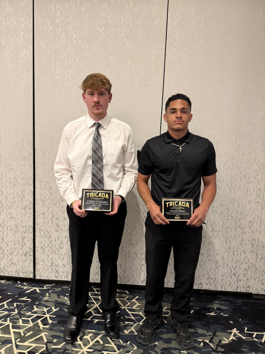 CoachDindl's tweet photo. Congrats to @cjc_64 and @who_adam6 for being recognized at the TRICADA banquet today. Two guys who always showed up, did things the right way, and represented our program the right way every day. Well deserved. #AGfootball #LetEmKnow https://t.co/CDCesUfWWl
