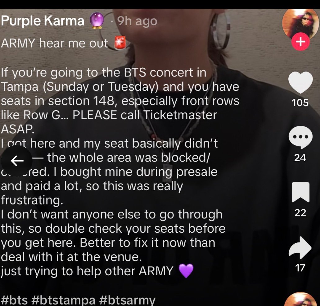 BeautifulSoulB7's tweet image. ⚠️Attention D2,D2 Tampa Army!!! 
#BTS_WORLDTOUR_ARIRANG_Tampa D2,D3 가시는 아미님들!!!

122, 123, 124, 147, 148, 149 구역(A-G열) 티켓을 소지하신 경우, 해당 좌석들은 ⚫️비닐로 좌석 완전 뒤덮힌, "착석 불가능"한 구역임을 유의하시기 바랍니다. 

⚫️일찍 가셔서 플로어 석이나 100번대