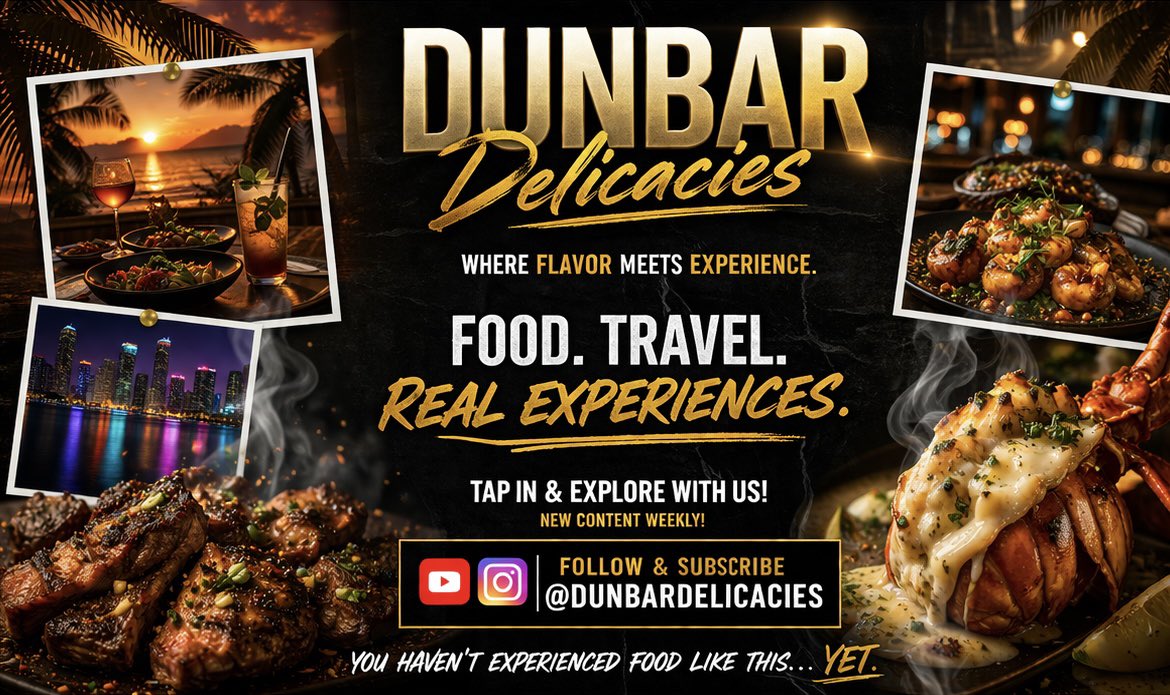 TFRESHTHECEO's tweet photo. “Warning: this page will make you book flights and get hungry at the same time. ✈️🔥
We don’t just try food… we chase experiences, plate by plate, city by city.
If your taste buds got standards, welcome home. 🍽️✨” follow on @instagram &amp; @YouTube 

——> @DunbarDelicacies https://t.co/2UR8sGEScz