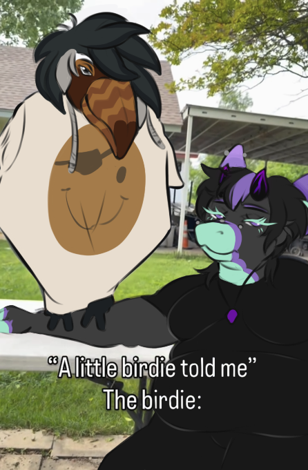 mantis_madam's tweet photo. My little birdie ๐ฆ ft. @mochiona
.
.
#furry #meme #furrymeme #drawover #furryart https://t.co/Ca5h05MTQu