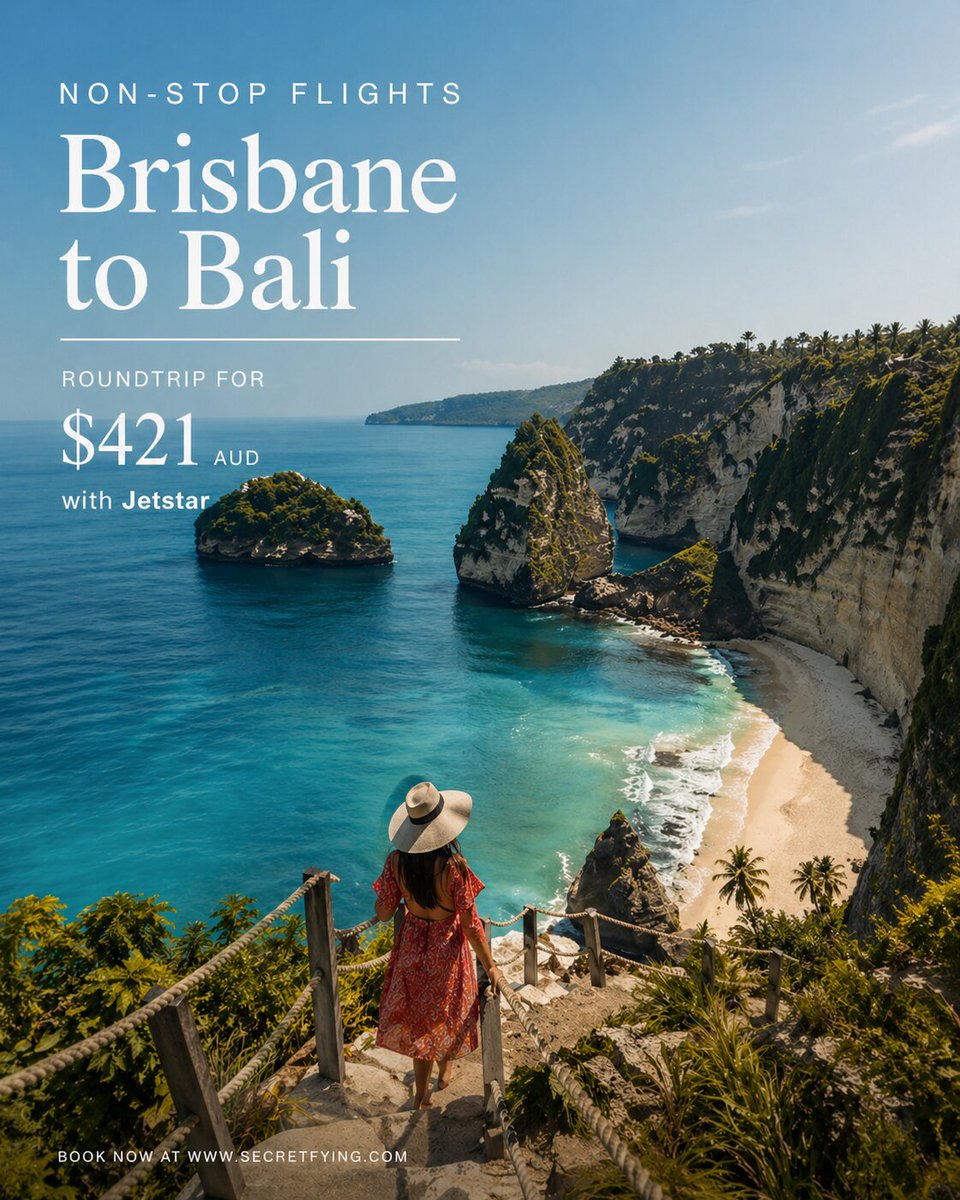 SecretFlying's tweet image. Non-stop from #Brisbane, Australia to Bali, Indonesia for only $421 AUD roundtrip with Jetstar #Travel

secretflying.com/posts/brisbane…