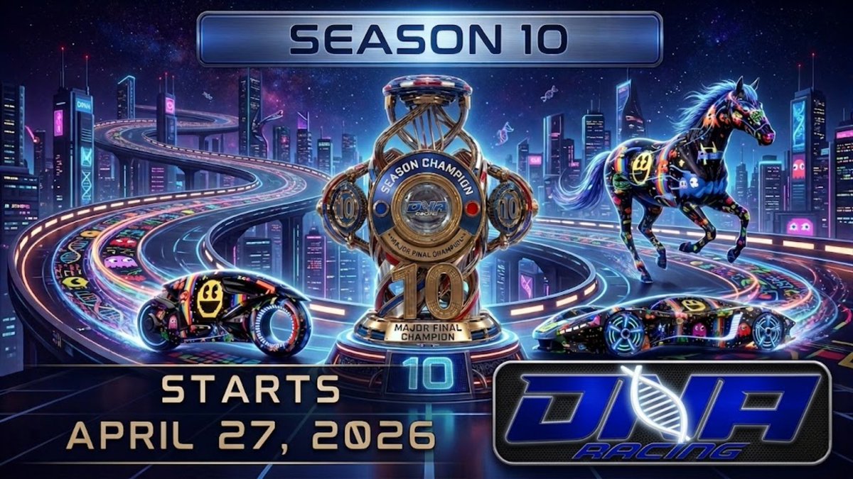 Spotonparts's tweet photo. 🔥 **SEASON 10 JUST DROPPED** 🔥

The most insane DNA Racing championship yet is about to explode! 

Cyber horses, neon beasts, and a trophy that hits different 🏆

Who’s ready to claim the **Major Final Champion** title? 

📅 **STARTS APRIL 27, 2026**

Tag your squad who’s racing 👇

@dnaracing2023  #Season10 #MajorFinal #web3Racing
