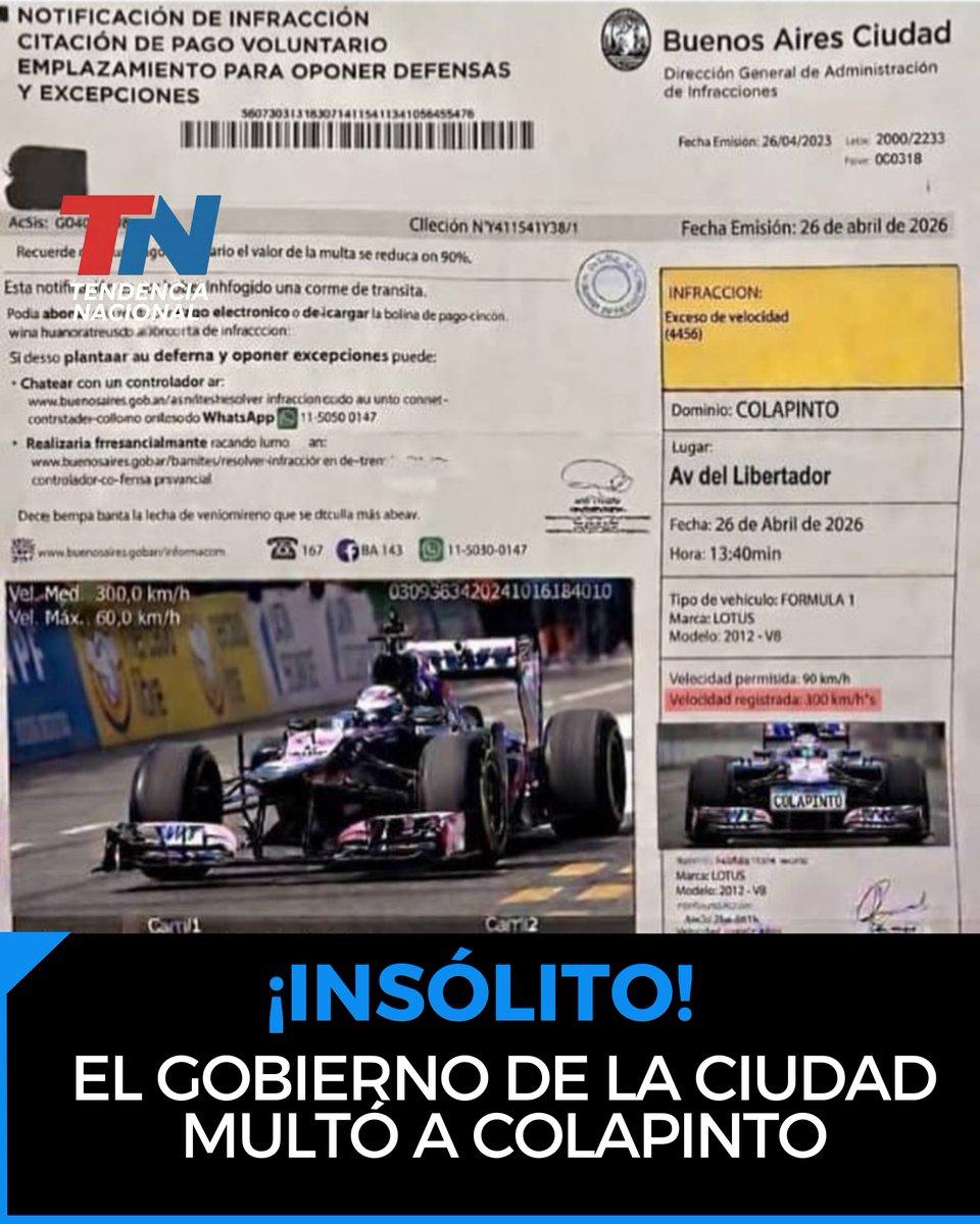 🚨 ESCÁNDALO EN PALERMO 🚨

 MULTARON A Franco Colapinto POR IR “DEMÁS DE RÁPIDO” EN UNA EXHIBICIÓN

👉 El Gobierno de la Ciudad le habría aplicado infracciones que superan los $15 MILLONES tras el evento de este domingo.
👉 Ocurrió en pleno Palermo, donde el piloto argentino