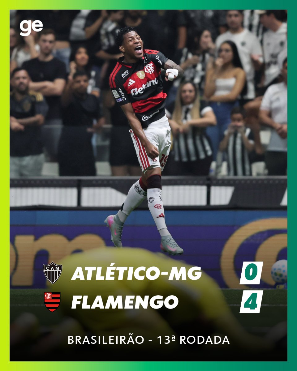 geglobo's tweet image. 🔴⚫️✅ Flamengo atropela o Atlético Mineiro, goleia por 4 a 0 e segue invicto contra o rival na Arena MRV. Pedro (2x), Gonzalo Plata e Arrascaeta marcaram os gols.

➡️ Veja como foi: glo.bo/4vT4Diy
📸 Agif

#futebol #atléticomg #flamengo #brasileirão #ge