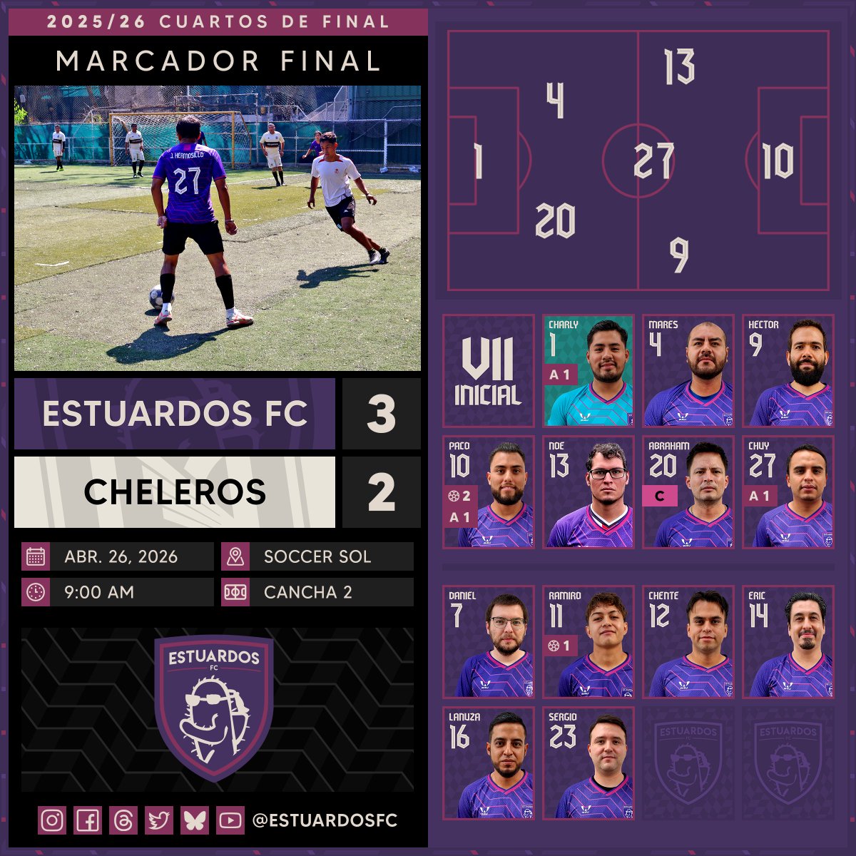 EstuardosFC's tweet photo. La ficha del partido de hoy. Tras 16 años de enorme esfuerzo y sacrificio, obtuvimos un inolvidable triunfo en liguilla y buscaremos seguir haciendo historia en las semifinales. https://t.co/UQYQoV1PPR
